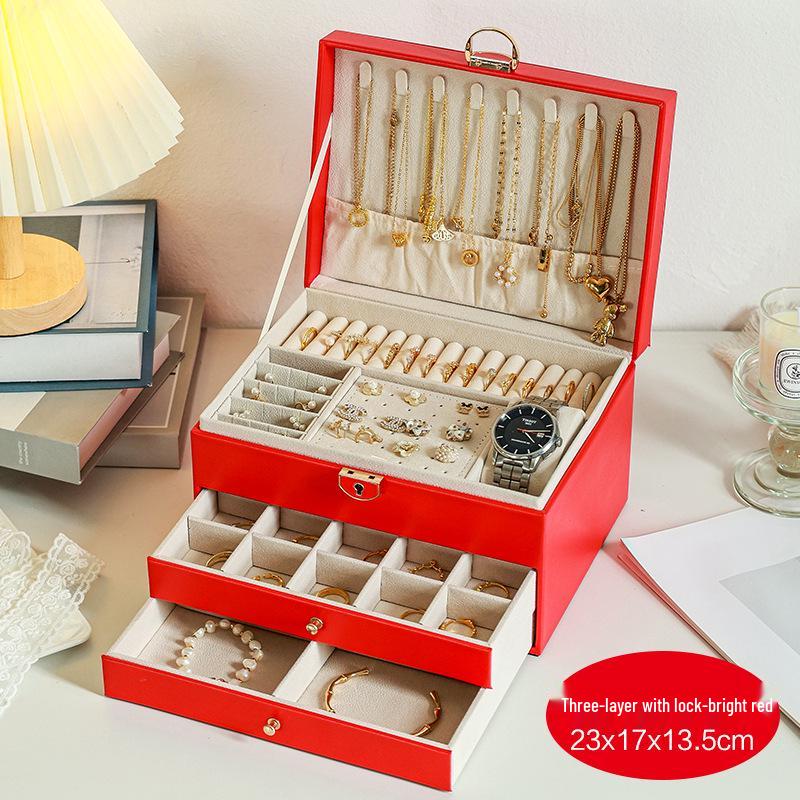 Locked Multi-Layer Jewelry Organizer: Anti-Oxidation Storage for Earrings, Necklaces, and Rings