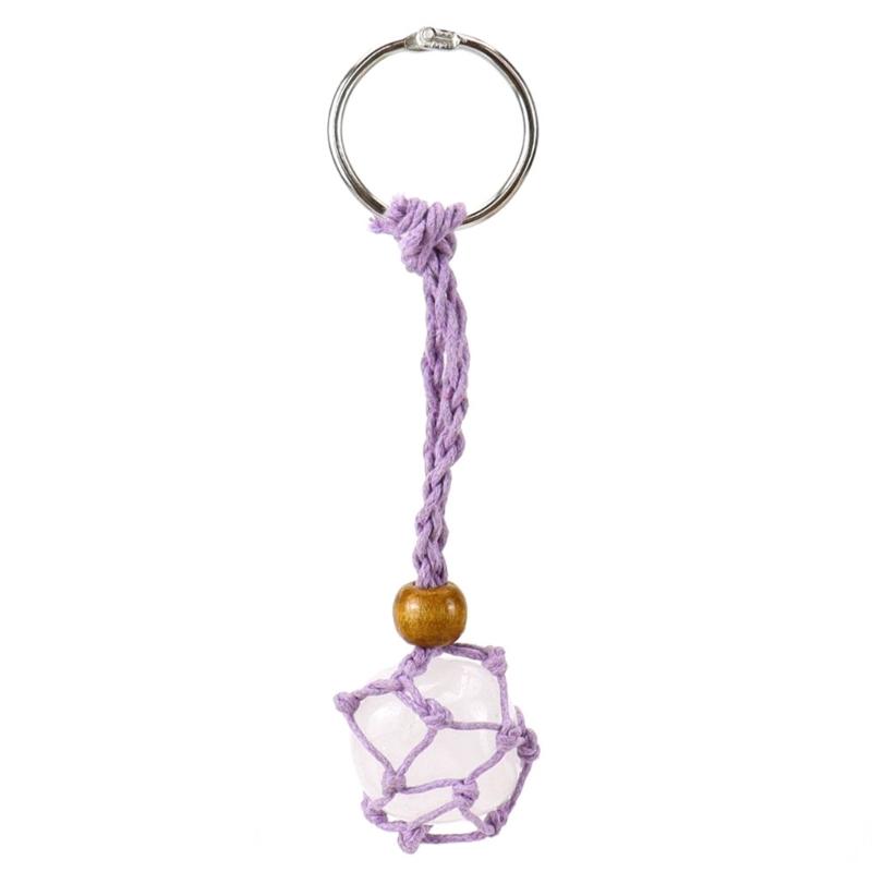 DIY Keychain Unfinished String Lanyard Keychain Crystal Stone Holder Cage Keyring Unique Jewelry Making Craft