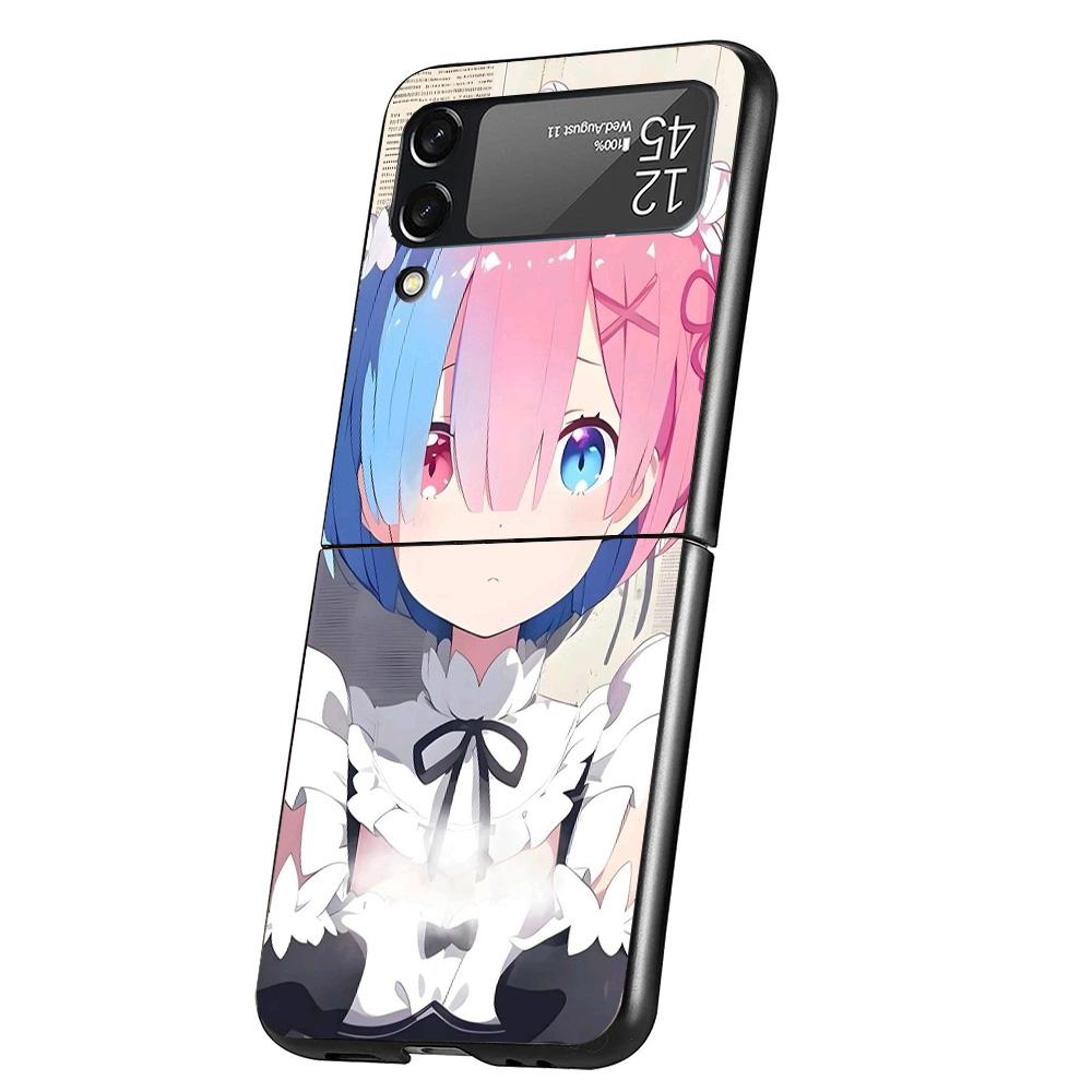 R-Rem Re Zero Anime Cover Phone Case For Samsung Galaxy Z Flip 7 6 5 4 3 5G Flip7 Flip6 Flip5 Flip4 Flip3 Black Fundas Shell