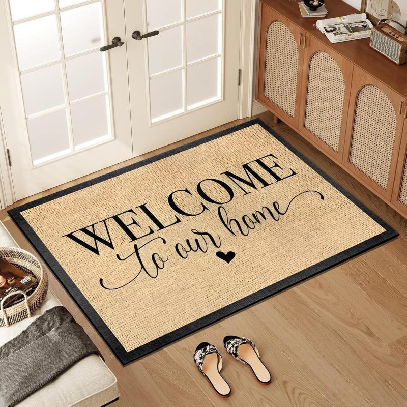 Modern Welcome Door Mat, Non-Slip and Wear-Resistant Kitchen Floor Mat, Indoor and Outdoor Entrance Carpet, Home Decor
