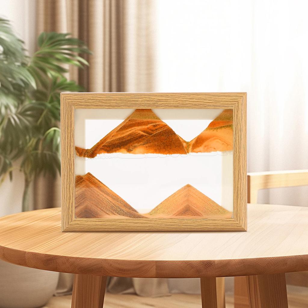Wooden Frame Sandscape Moving Sand Art Picture Quicksand Craft 3D Hourglass Square Flowing Sand Painting Office Home Decor Gifts