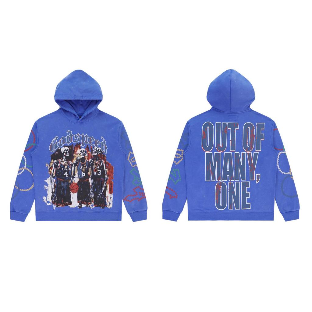 American Trendy GD Rock Retro Distressed Hoodie - Autumn/Winter Fashion