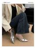 Elegant 2025 Black High-End Women's Pointed Toe High Heel Sandals