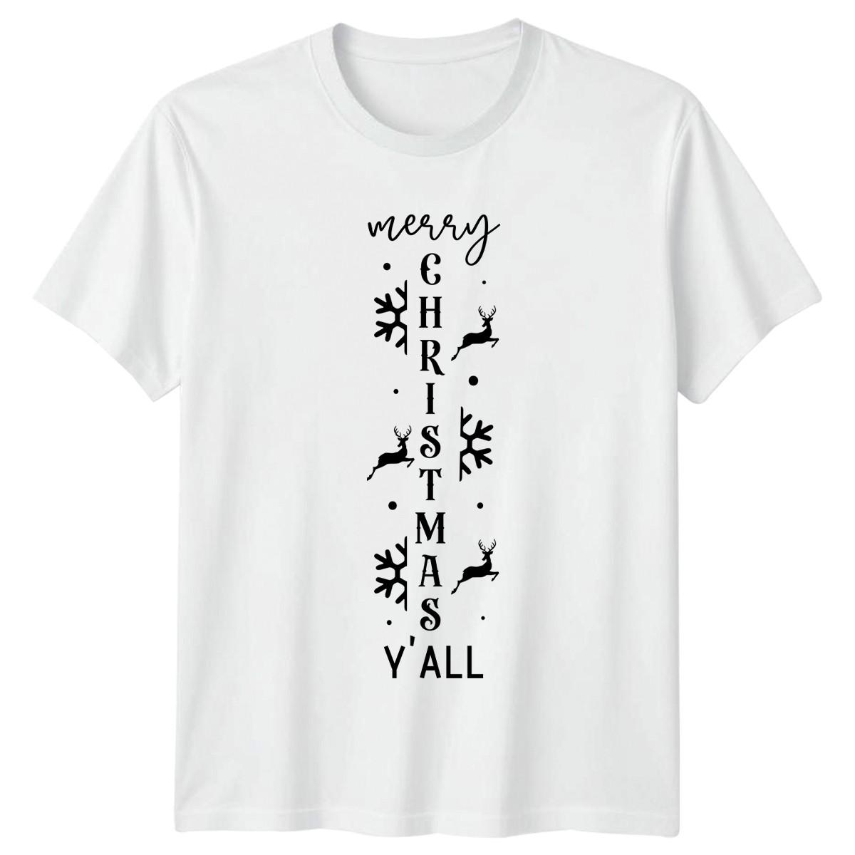 Merry Christmas Yall T-Shirt Southern Farmhouse Seasonal Christmas S