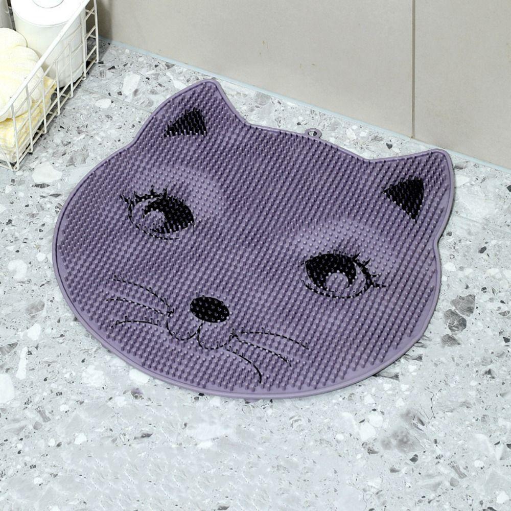 Cat Shaped Bathroom Non Slip Pad Cartoon Floor Mat Shower Foot Scrubber Mat  Washroom