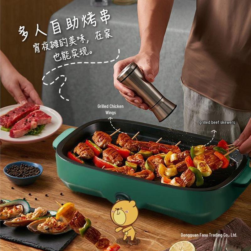 Pentola Elettrica Multifunzione per Grigliata: Shabu-Shabu, Frittura, Arrosto e Barbecue Coreano a Basso Fumo