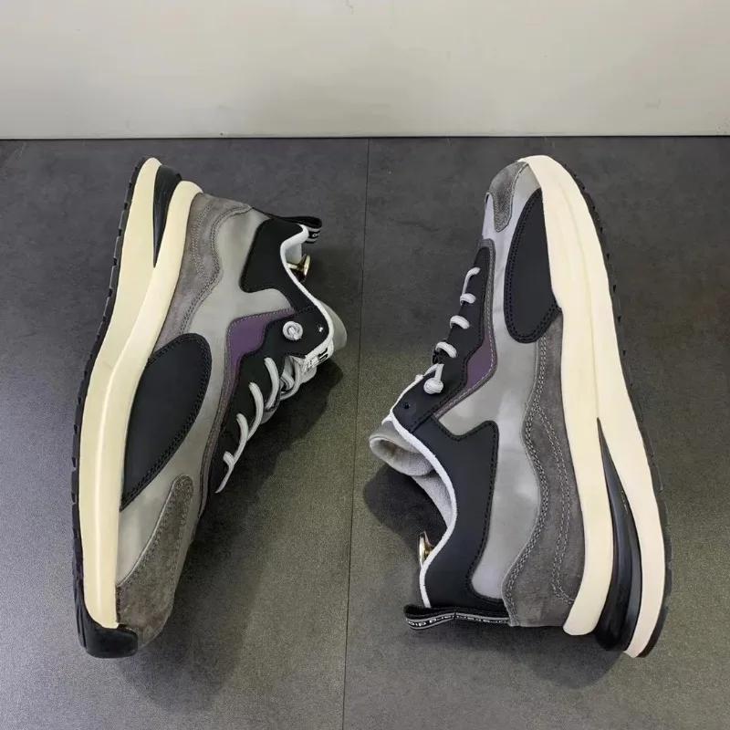 Fashion Men Air-cushion Sports Shoes Comfortable Versatile Leather Casual Shoes Outdoor Non Slip Training Shoe Running Sneakers