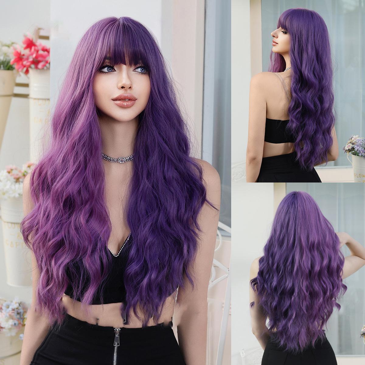 

Жіноча перука Halloween Party Cospaly Maid Playing Mermaid Playing Comic Show Довга кучерява хвиляста перука 64cm25.19inch фіолетовий