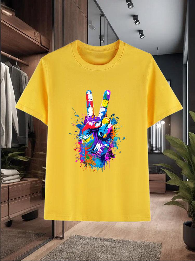 

Men s New 100% Cotton T - Shirts for Summer A Loose, Breathable and Casual Short - Sleeve Top 4XL