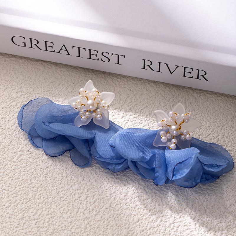 Silver Needle Tassel Flower Flower Fairy Earrings Female Pastoral Style Niche Handmade Temperament Exaggerated Earrings Female