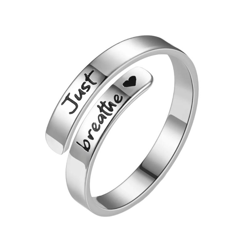 

Letter Pattern Open Rings Hand Jewelry Fashion Finger Rings Stainless Steel Texture for Fashion Enthusiasts Present