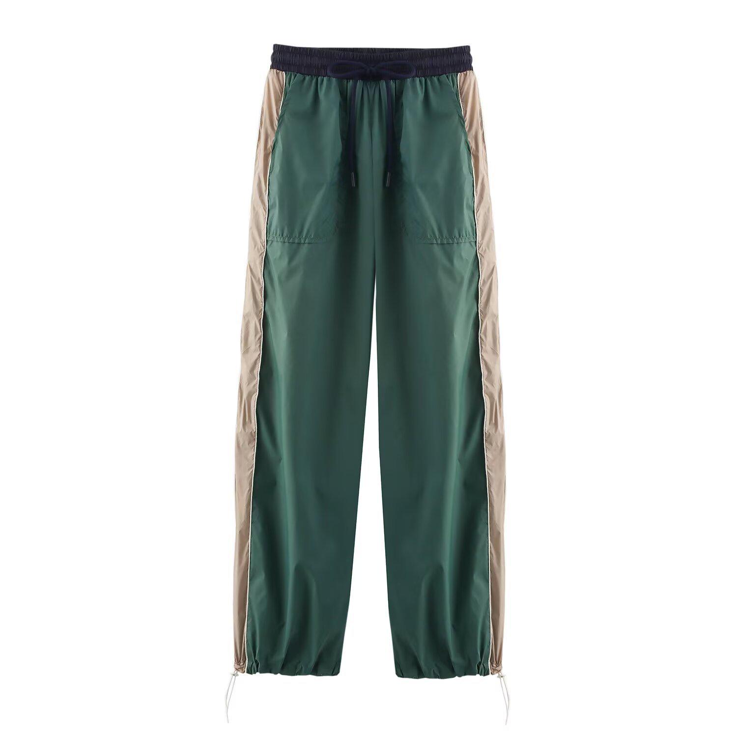 

Женский комплект куртка с отделкой в стиле колор-блок и длинные брюки - Мода в европейском и американском стиле M