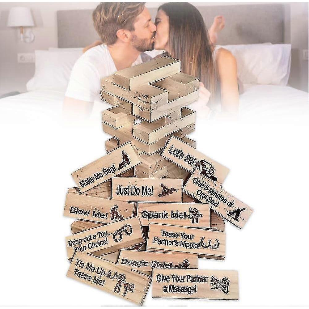 54pcs Super Naughty Block Tower Game, Couple Activities & Date Night Ideas, Valentine Tumbling Tower Stacking Blocks Game For Couples Night Party Game