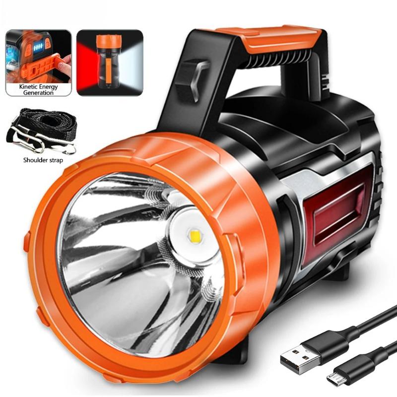 Супер яркий светодиодный прожектор со встроенным аккумулятором Type-C + ручная динамо-зарядка Фонарь с боковым светом Водонепроницаемый светодиодный фонарь для кемпинга 1000LM