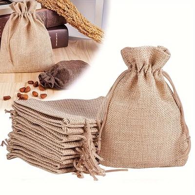 0/20Pcs Drawstring Burlap Bags - Jute Gift Pouches for DIY Wedding Favors, Candy, Chocolate & Jewelry - Party Supplies & Wedding Decor
