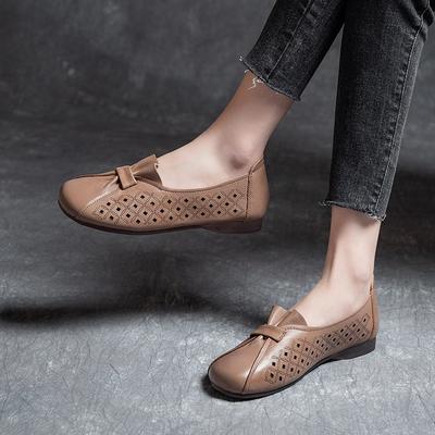 Spring and Summer New Mother Sandals Flat Bottom Non-slip Hollowed Out Elderly Shoes Shallow Mouth Low Top Breathable Retro Sandals