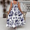 European and American New SHEIN Large Size Women's Holiday Style Printed Medium and Long Dress