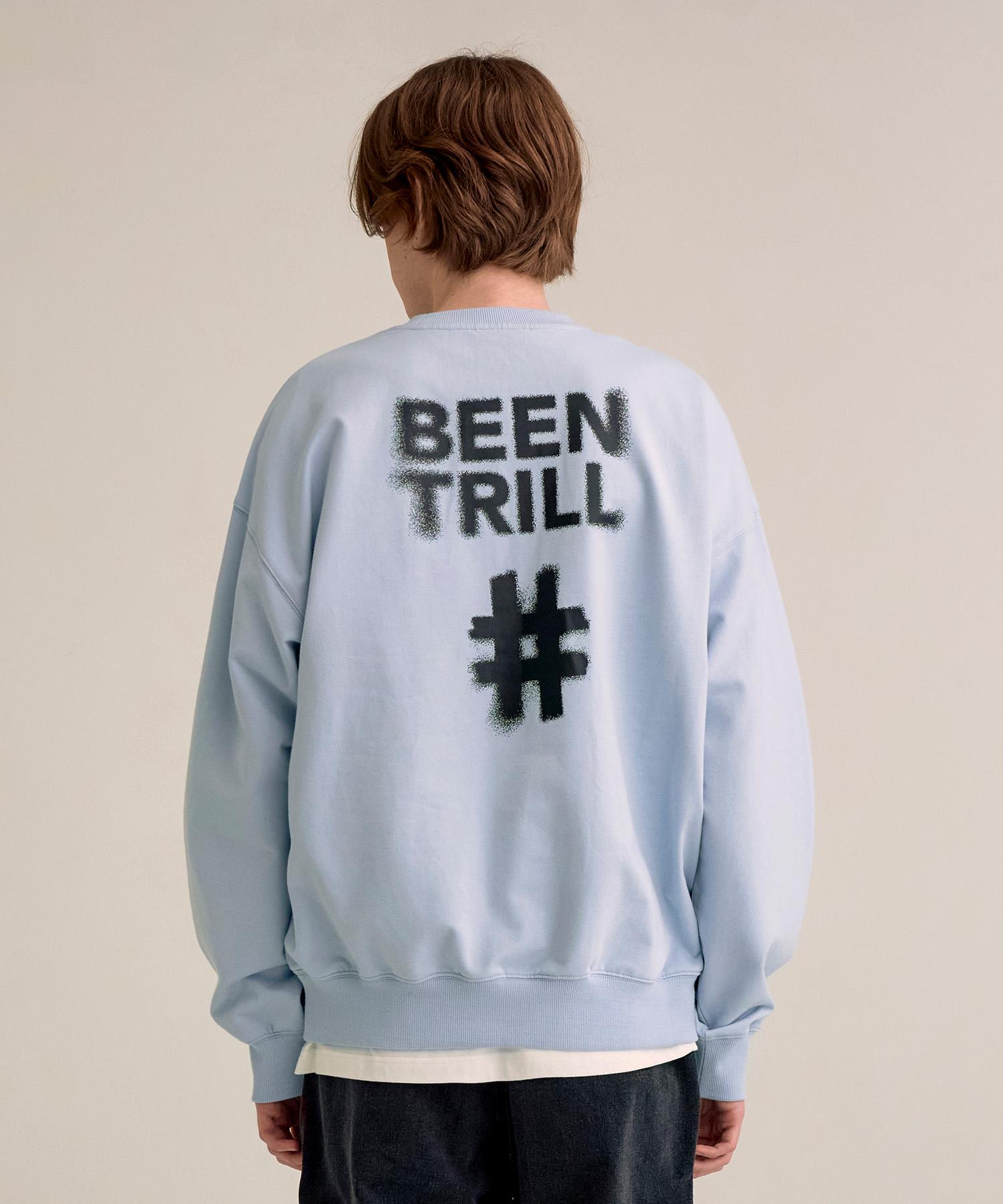 Vintril Blur Hashtag Oversized Sweatshirt (Sky Blue) M