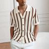 Camisa Polo de Manga Corta a Rayas para Hombre Verano Casual Top de Punto
