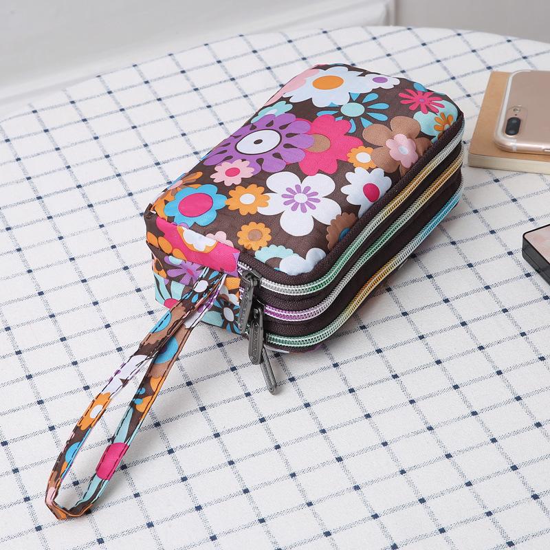 Women's Canvas Art Clutch: Three-Layer Long Wallet, Large Capacity Handbag, Key & Coin Purse, Casual Phone Bag