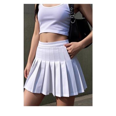 High Waist Elastic Pleated Skirt Women's A-word Thin Short Skirt Small Spring and Summer Solid Color Pleated Skirt