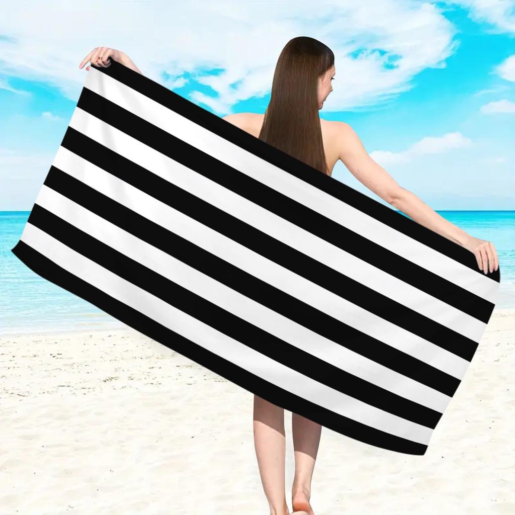 Striped Beach Towel Microfiber Quick-Drying Absorbent Beach Towel Striped Beach Towel