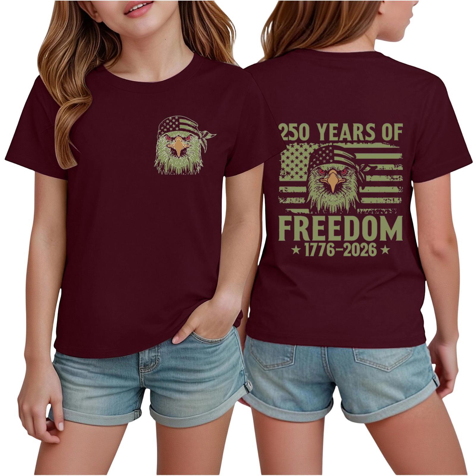 Boys  And Girls  Printed Fashion Casual Short-Sleeve T-Shirts 130 винный