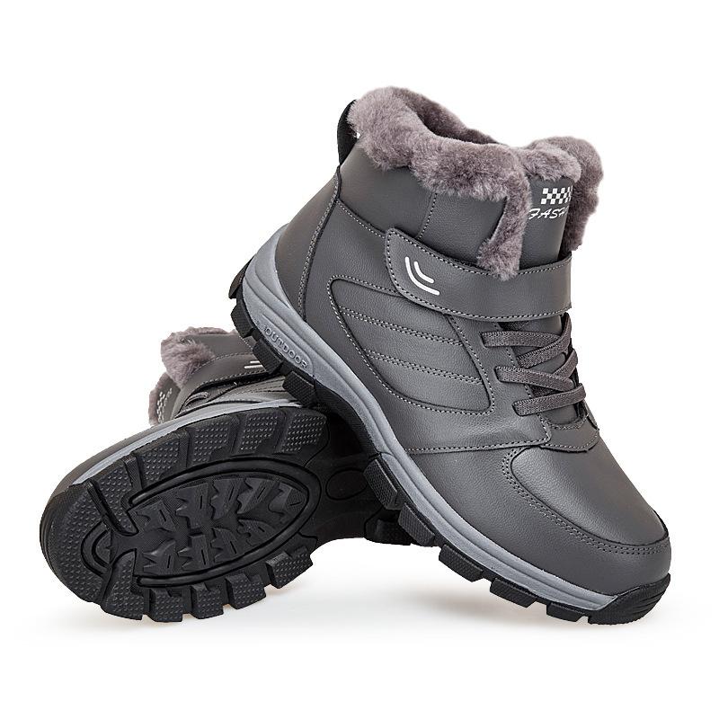 Factory direct sales outdoor couple snow boots warm and velvet men's cotton shoes soft and comfortable magic buckle elderly shoes