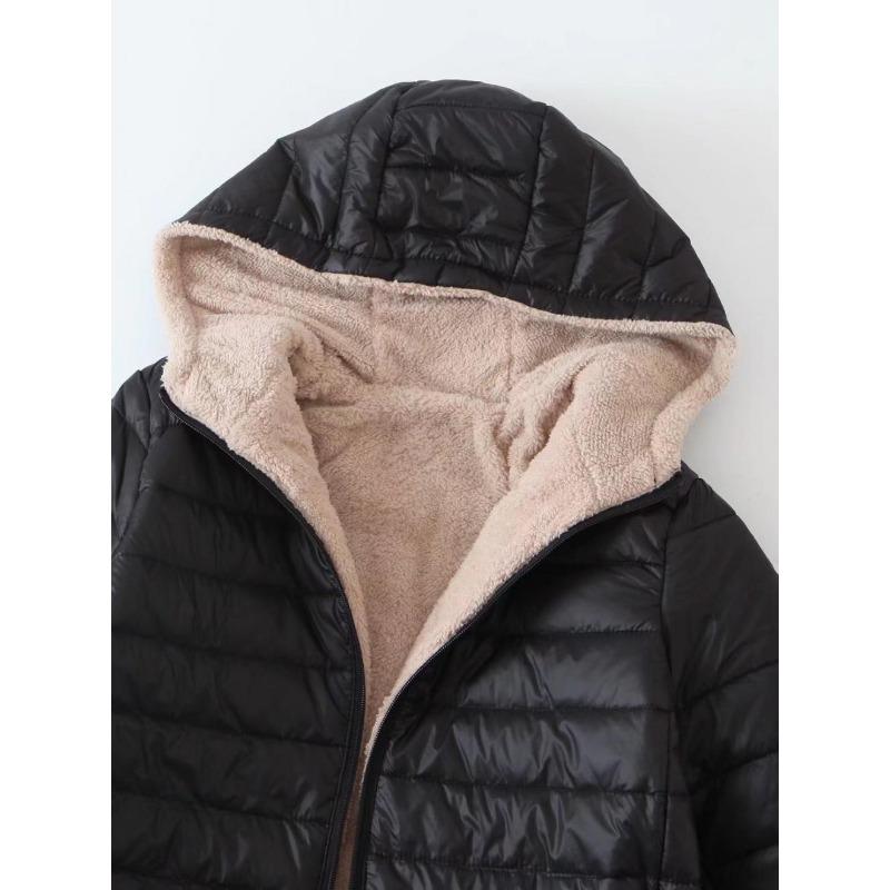 Fall and Winter In The Long Section, The Korean Version of The Hooded Slim Padded Cotton Jacket, Warm Imitation Lamb's Wool Blouse Women's Jackets