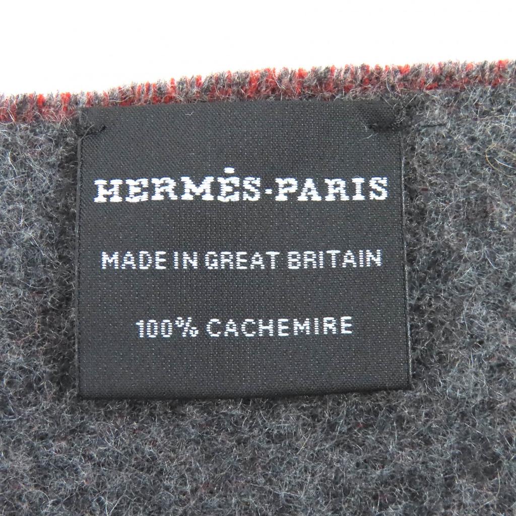 Excellent HERMES Scarf Grand Mall fringe Brown cashmere mens Used