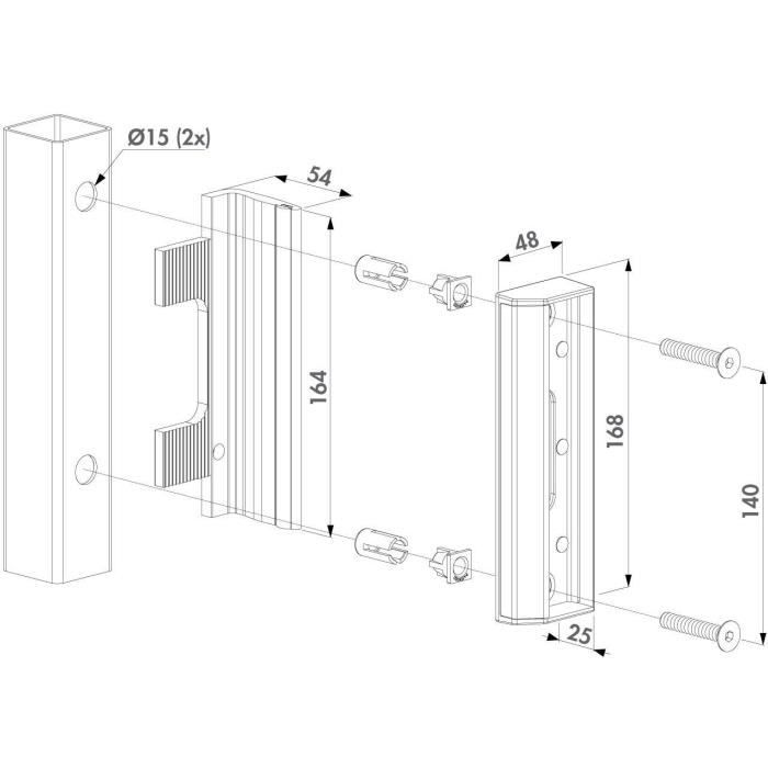 Locinox gâche réglable type industriel en acier inoxydable pour profils carrés en ral 6005, vert