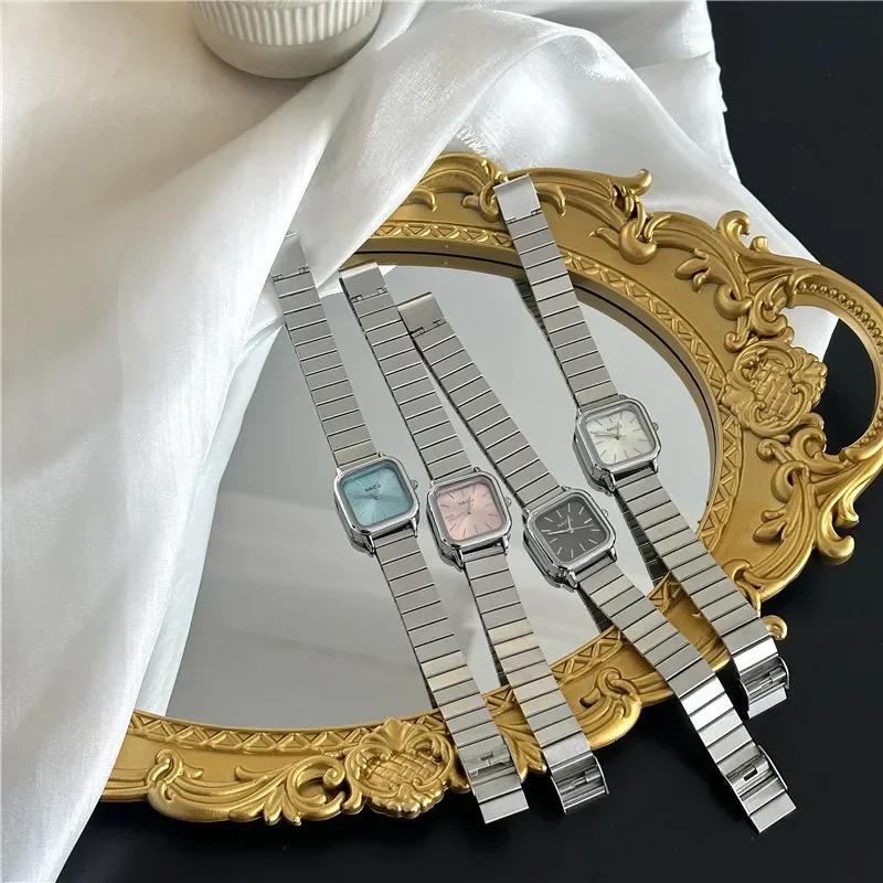 Dropshipping Brand Minimalist Temperament Small Dial Square Quartz Watch Female Student Steel Band Wristwatch Relogio Feminino