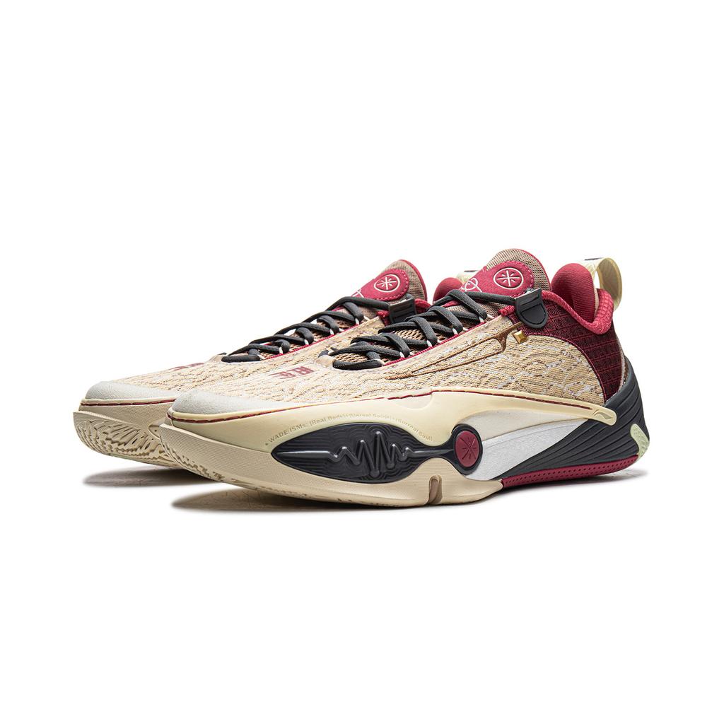 Li Ning All City 14 Dämpfung Rutschfest Abriebfest Rückprall Niedrig geschnittene Basketballschuhe Herren Gelb Rot ABAW001-5