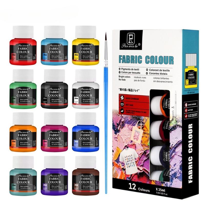 6/12-color Acrylic Pigment Set 25ml Glass Textile Advertising Gouache Watercolor Oil Paint