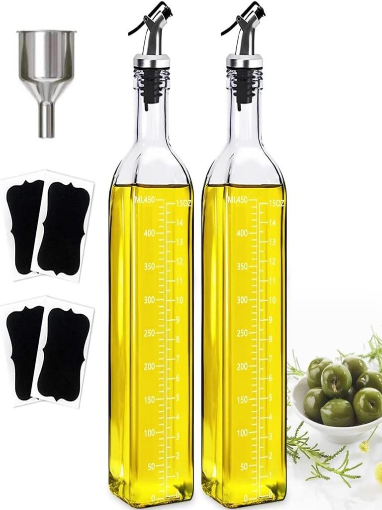 1/2 Pcs 500ml Glass Oil Bottle, Square Glass Oil Jug Glass Oil Bottle Soy Sauce and Vinegar Bottle Soy Sauce and Vinegar Bottle