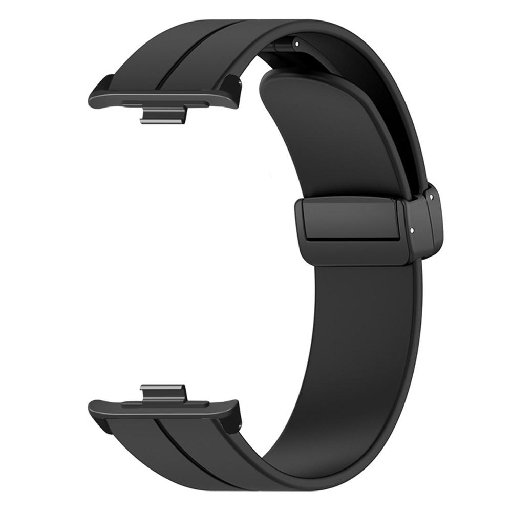 

For Xiaomi Smart Band 8 Pro Silicone Watch Strap Wristband with Magnetic Folding Buckle Retro White