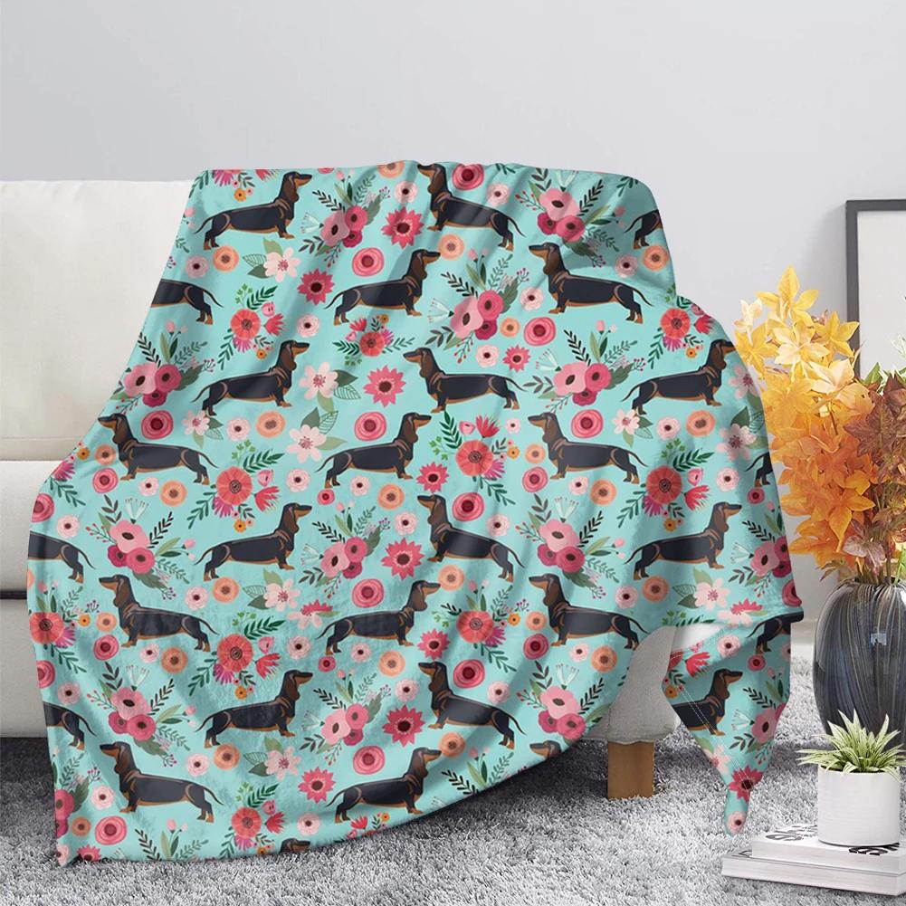 Dachshund Blanket Fluffy Soft Warm Sausage Dog Throw Blankets for Bed Sofa Lightweight Plush Sheet Bedspread Flannel Cozy Cover