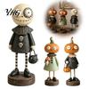 Creative Gift for Friends Halloween Pumpkin/Skeleton Figurine, Resin Desktop Ornament, Retro Cartoon Small Statue Office Desk Humanoid Autumn Harvest