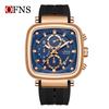 OFNS Men's Square Quartz Chronograph Watch: Luminous, Waterproof, Six-Hand Design, with Calendar for Casual or Commuter Wear.