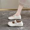 Retro height-increasing women's small leather shoes autumn new round head shallow mouth two wear super soft Doudou single shoes