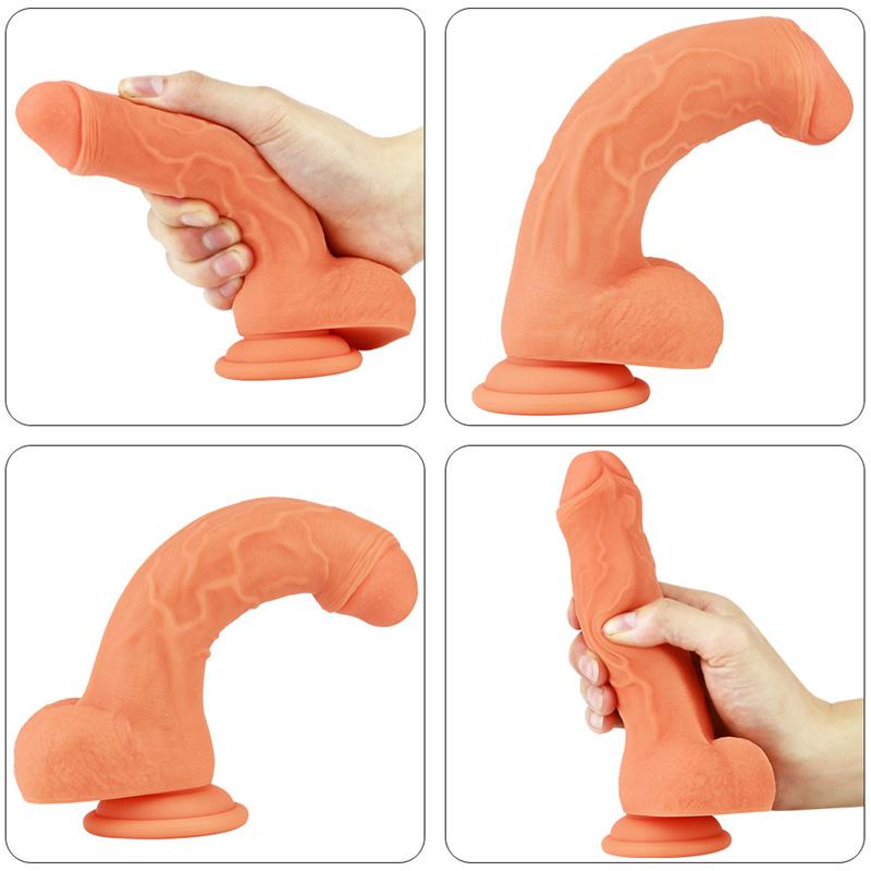 Female Silicone Dildo Double Layer Soft Masturbator Foreskin Sucker Dildo