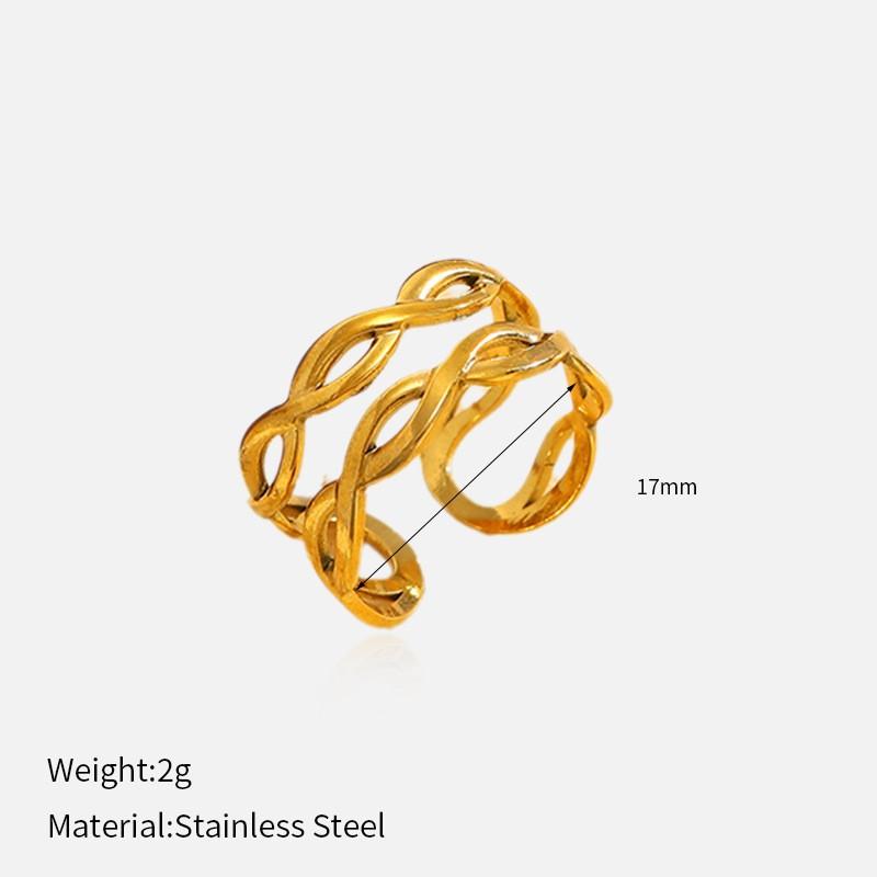 

18K Gold Double Layer Open Adjustable Titanium Steel Ring Premium 316L Stainless Steel Band Ring Minimalist Jewelry 6