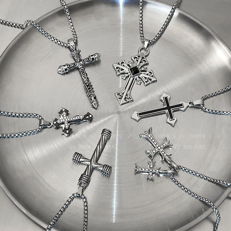 Trendy European & American Cross Pendant Necklace for Men & Women - In Stock, Hot Selling Sweater Chain