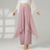 Weiter Bein Modern Dance Hose für Damen Doppellagig Folk Dance Hose Weiches Netz Bauchtanz Kostüm Kleidung