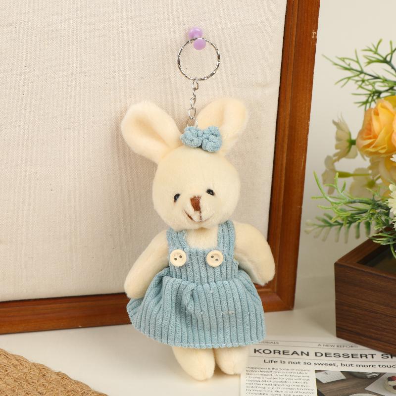 Cute Cartoon Wear Clothes Bear Rabbit Plush Toy Stuffed Doll Pendant Keychain Backpack Hanging Decoration Couple Gifts