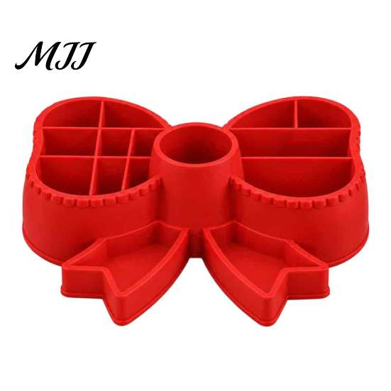 Compact Stationery Organizer for Kids Cute Bow Pen Holder, 3D Printed Pencil Stand, Multi-compartment Desk Decorative Desktop Storage Studio