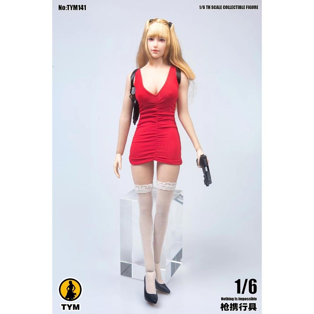 Hobby Toy [] 1/6 Scale Figure Compatible with TBLeague Body TYM141 Beautiful Sexy Woman Fashion PU Leather Leather-style Holster and TOYBARJAPAN