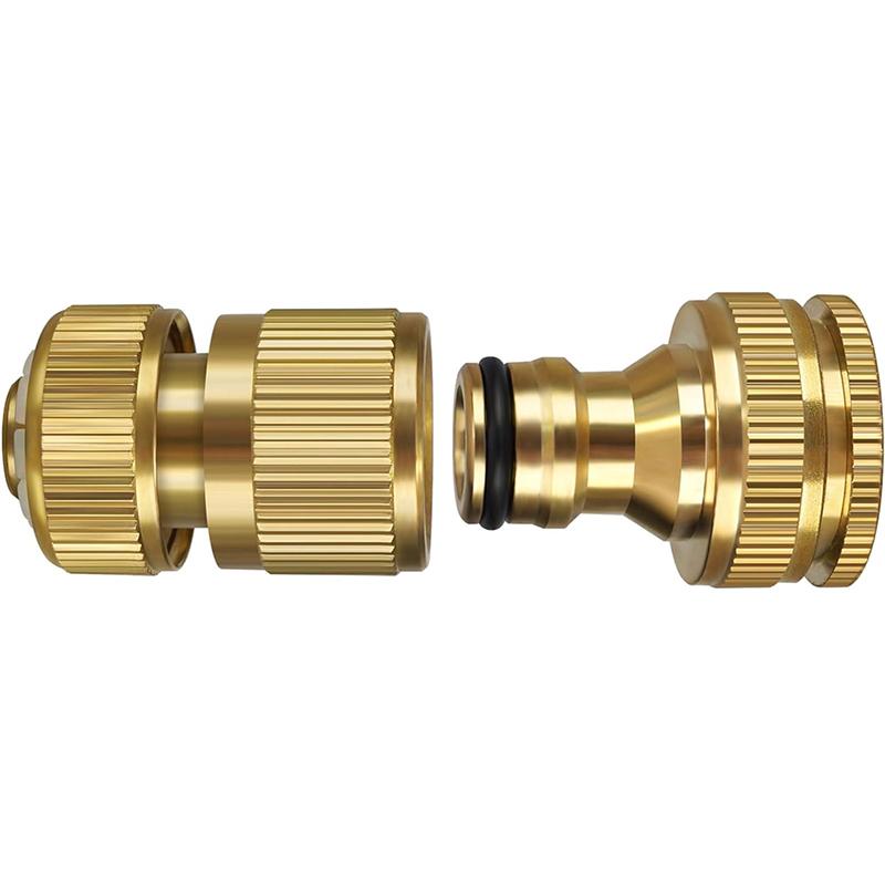 

Соединитель для садового шланга, Латунный соединитель для садового крана, Соединитель для крана 2-в-1 1/2 дюйма и 3/4 дюйма, Быстросъемные фитинги для шланга