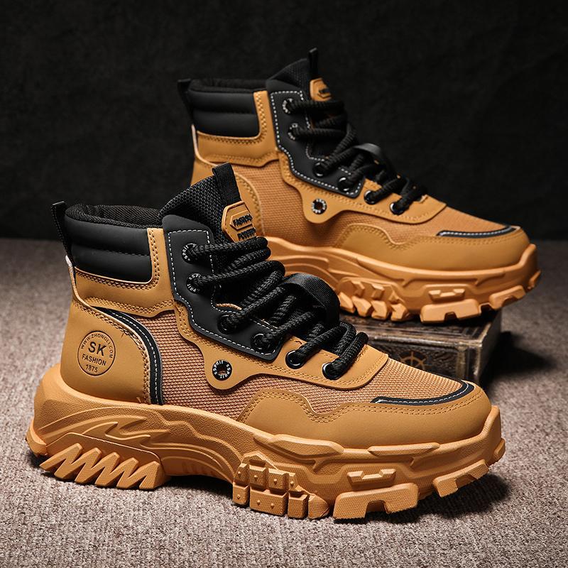 

Мужская обувь 2025 осень новая тенденция черный рабочий досуг страховая обувь на платформе альпинистская инструментальная высокая берца ботинки Мартин 44