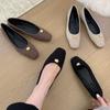 New Flats Women Shoes Elegant Square Toe Pearl Buckle Pumps Comfortable Loafers Soft Soles Slip-on Casual Shoes Lady Work Shoes